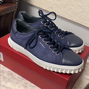 Navy Ferragamo Men’s Sneakers